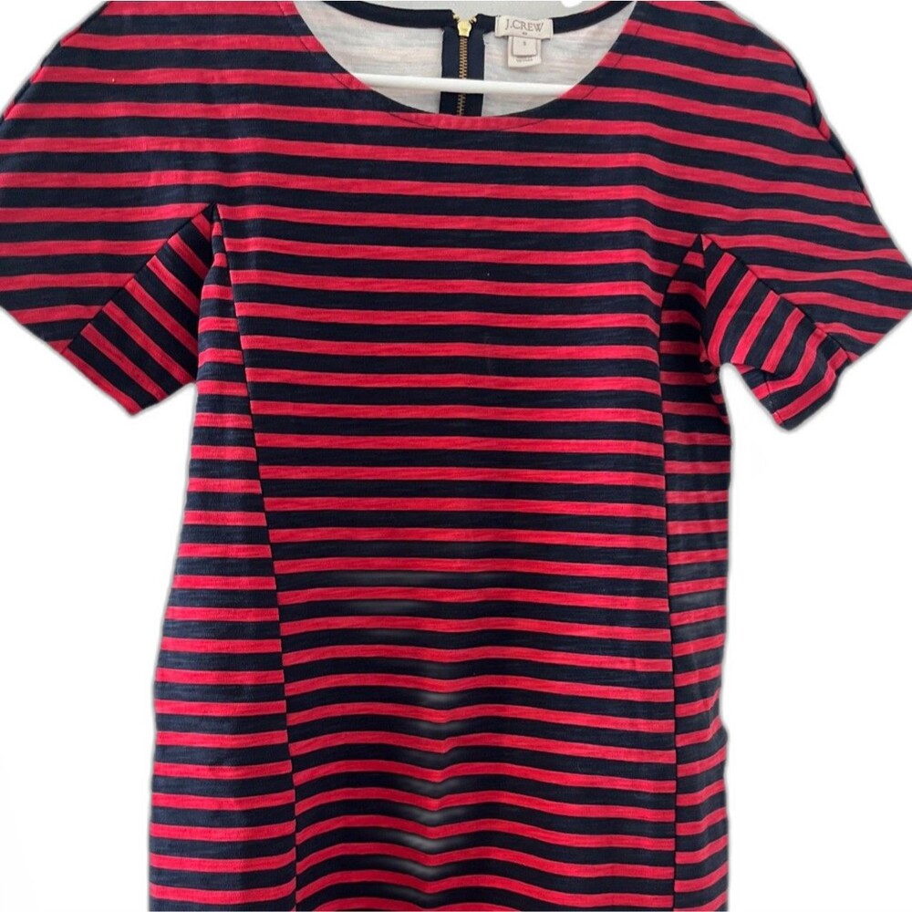 J.CREW Women's Striped Cotton A-Line Dress Navy Red Size Small